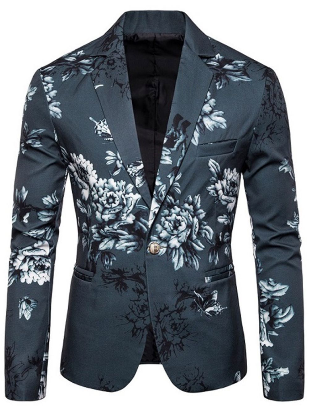 Blazer De Lazer Estampa Floral De Lapela Entalhada Agasalhos