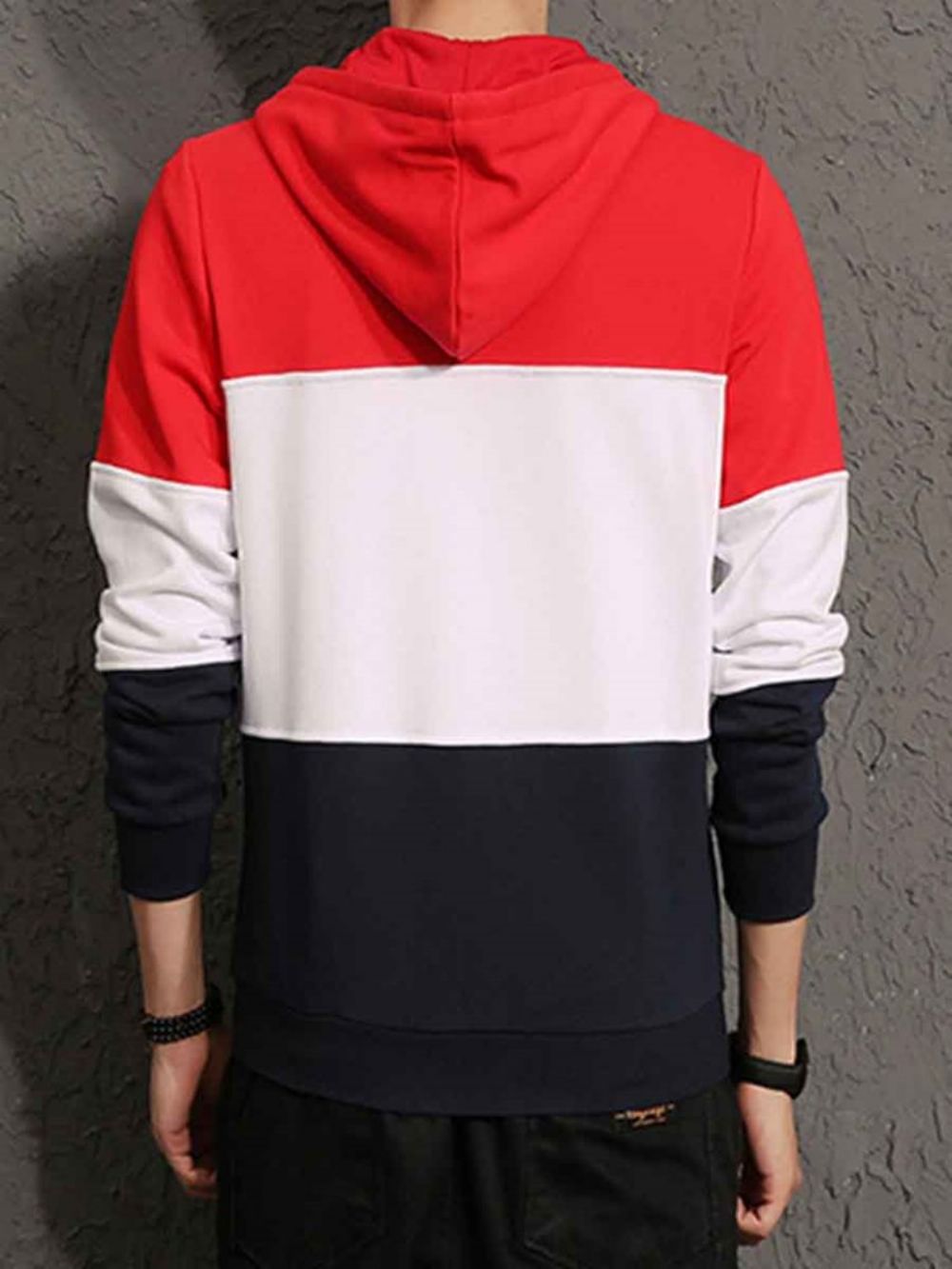 Moletom Masculino Casuais Com Zíper Color Block Cardigan