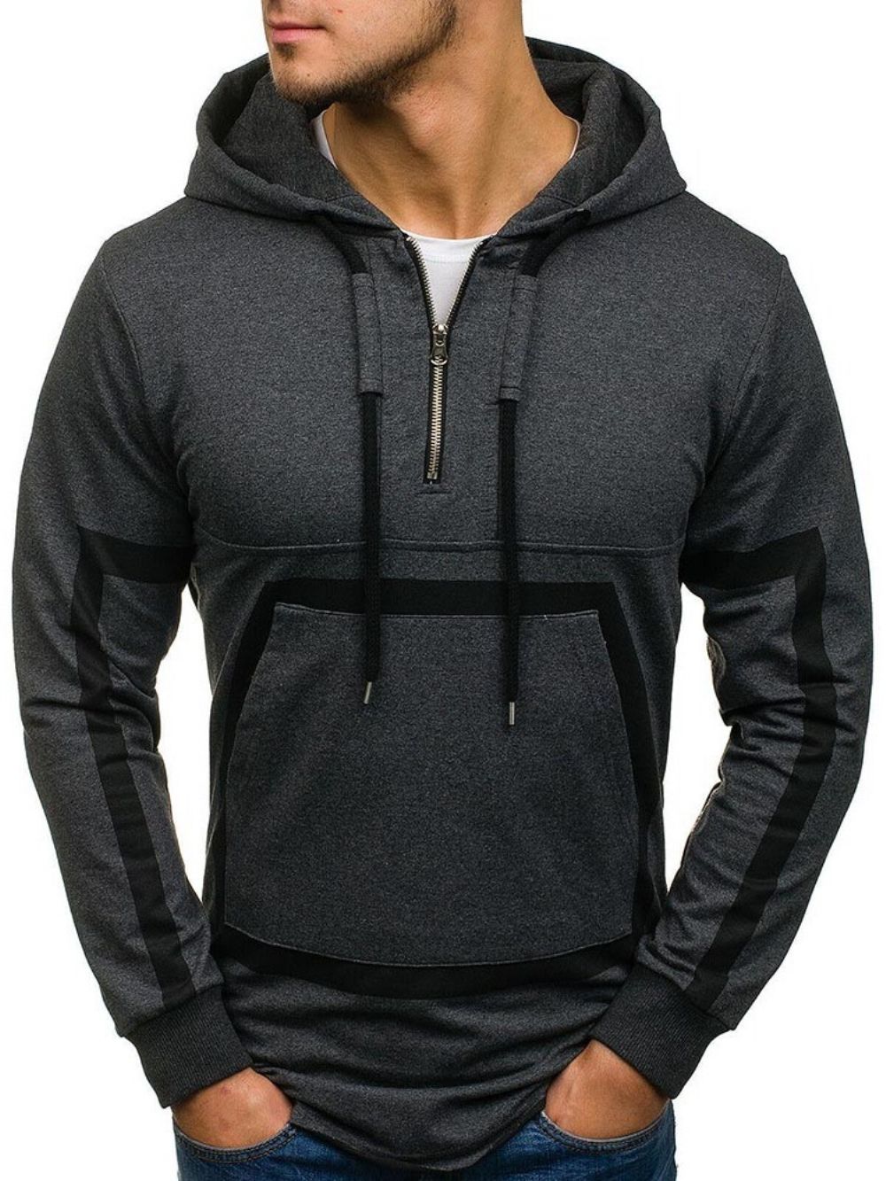 Moletons Casuais Masculinos Com Listras Regulares Pullover