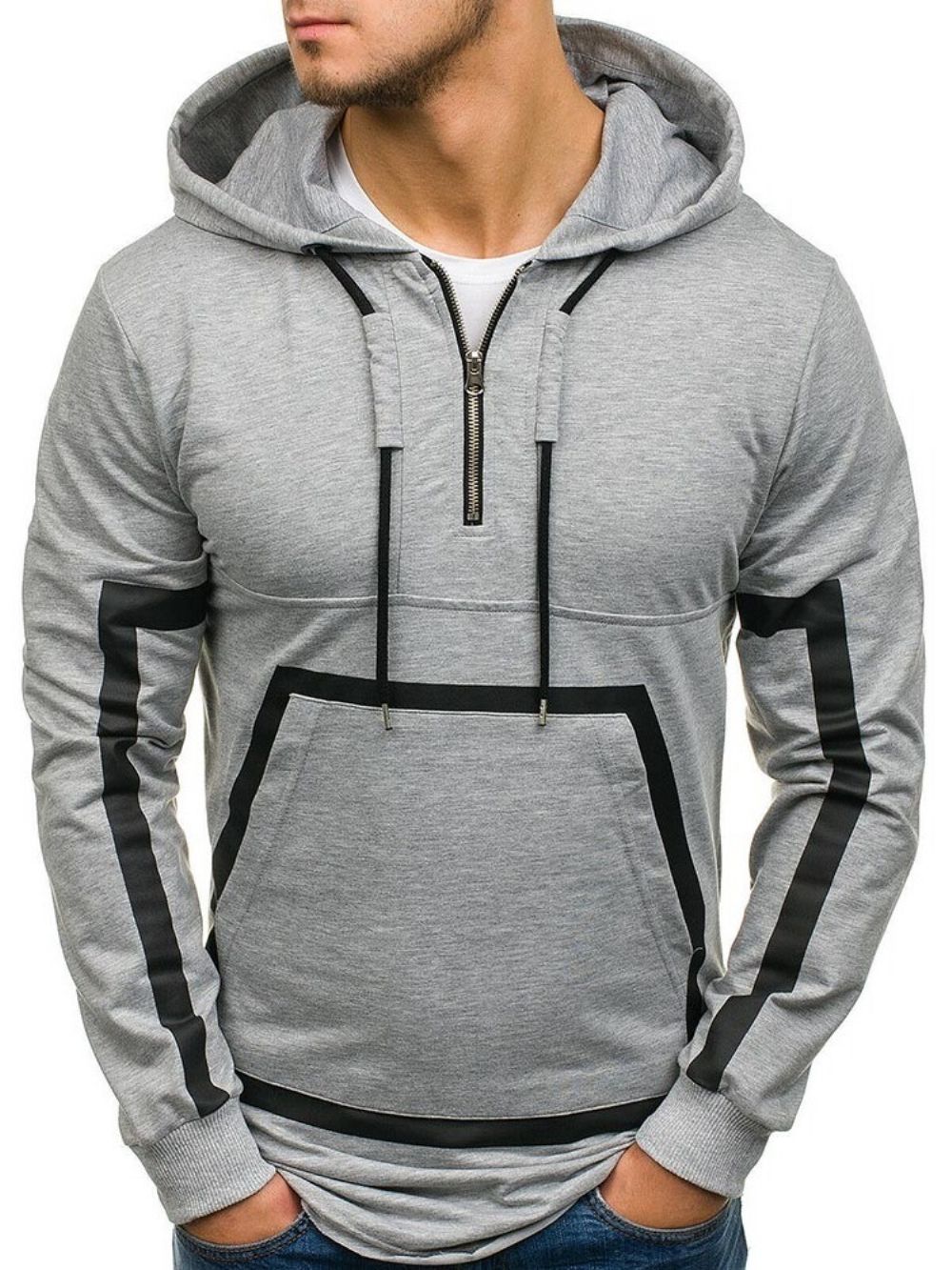 Moletons Casuais Masculinos Com Listras Regulares Pullover