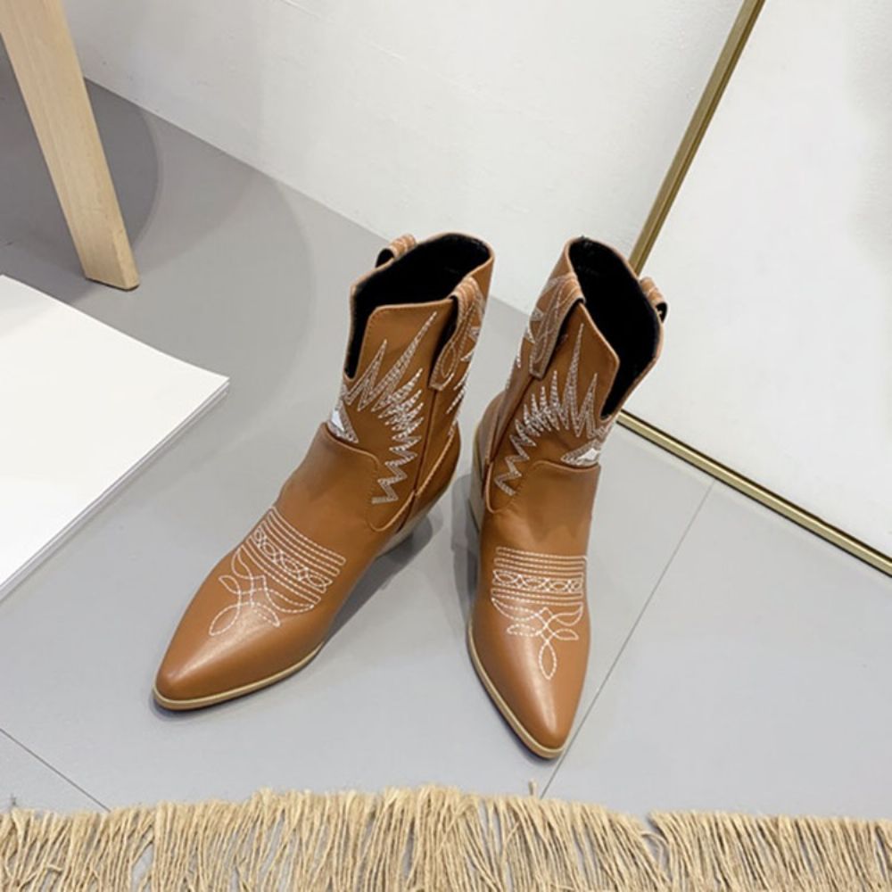 Botas De Bico Pontiagudo Com Bloco De Cor Slip-On