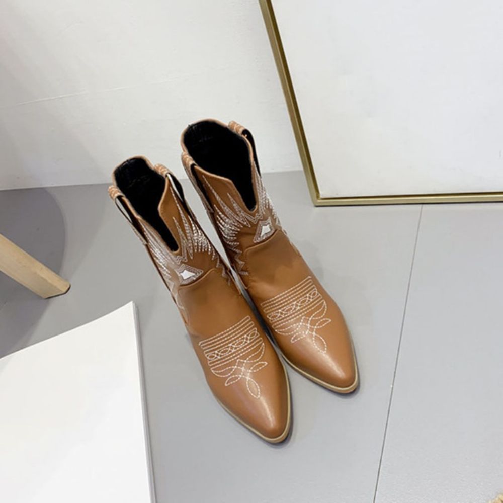 Botas De Bico Pontiagudo Com Bloco De Cor Slip-On