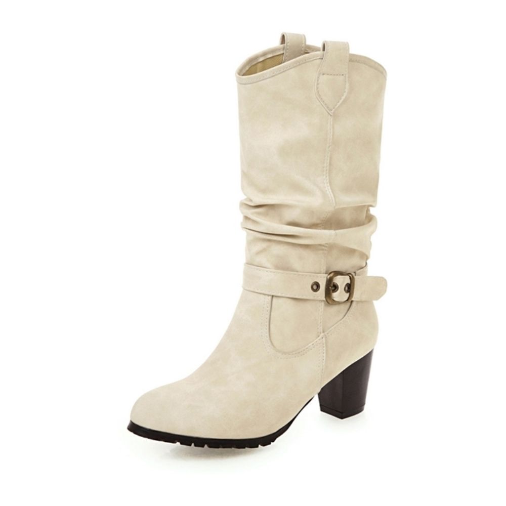 Botas De Cano Alto Femininas De Salto Grosso Simples