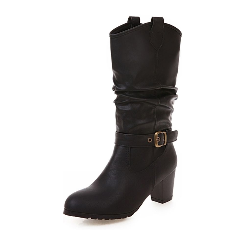 Botas De Cano Alto Femininas De Salto Grosso Simples