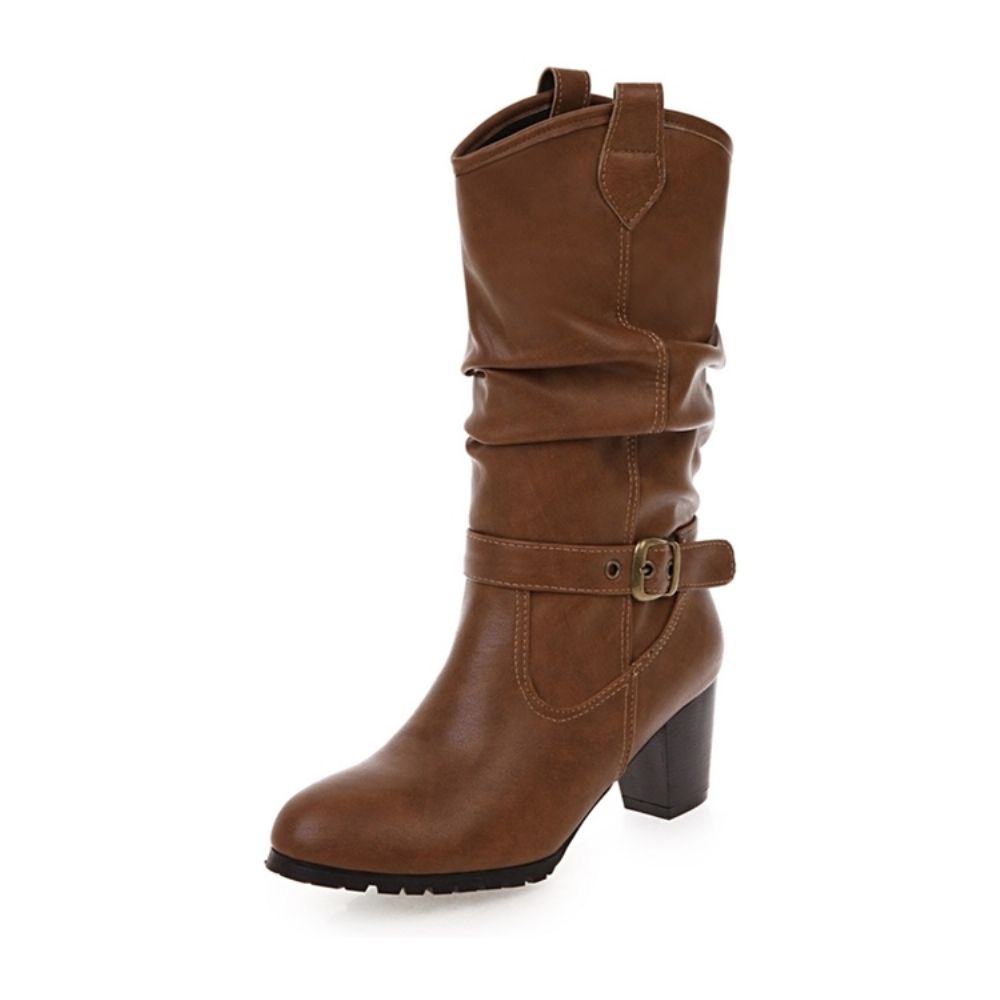 Botas De Cano Alto Femininas De Salto Grosso Simples