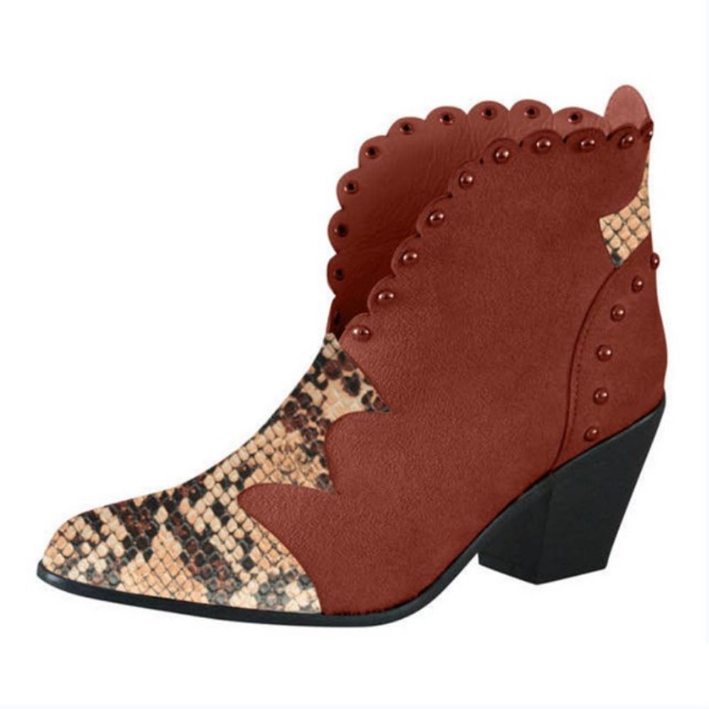 Botas Casuais De Patchwork Com Bico Fino E Bico Fino