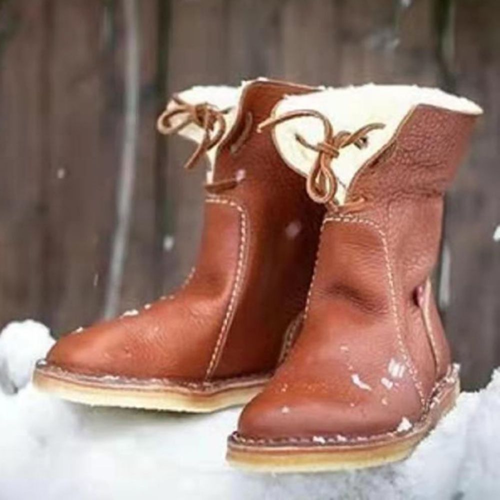 Botas Casuais Simples Com Cadarço Na Frente Com Salto Bloco