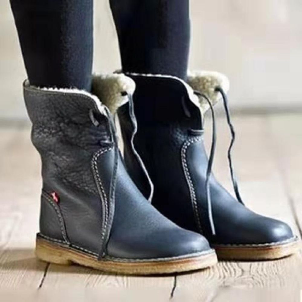 Botas Casuais Simples Com Cadarço Na Frente Com Salto Bloco