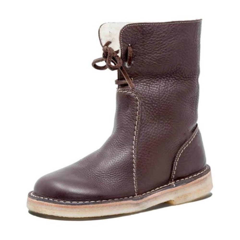 Botas Casuais Simples Com Cadarço Na Frente Com Salto Bloco