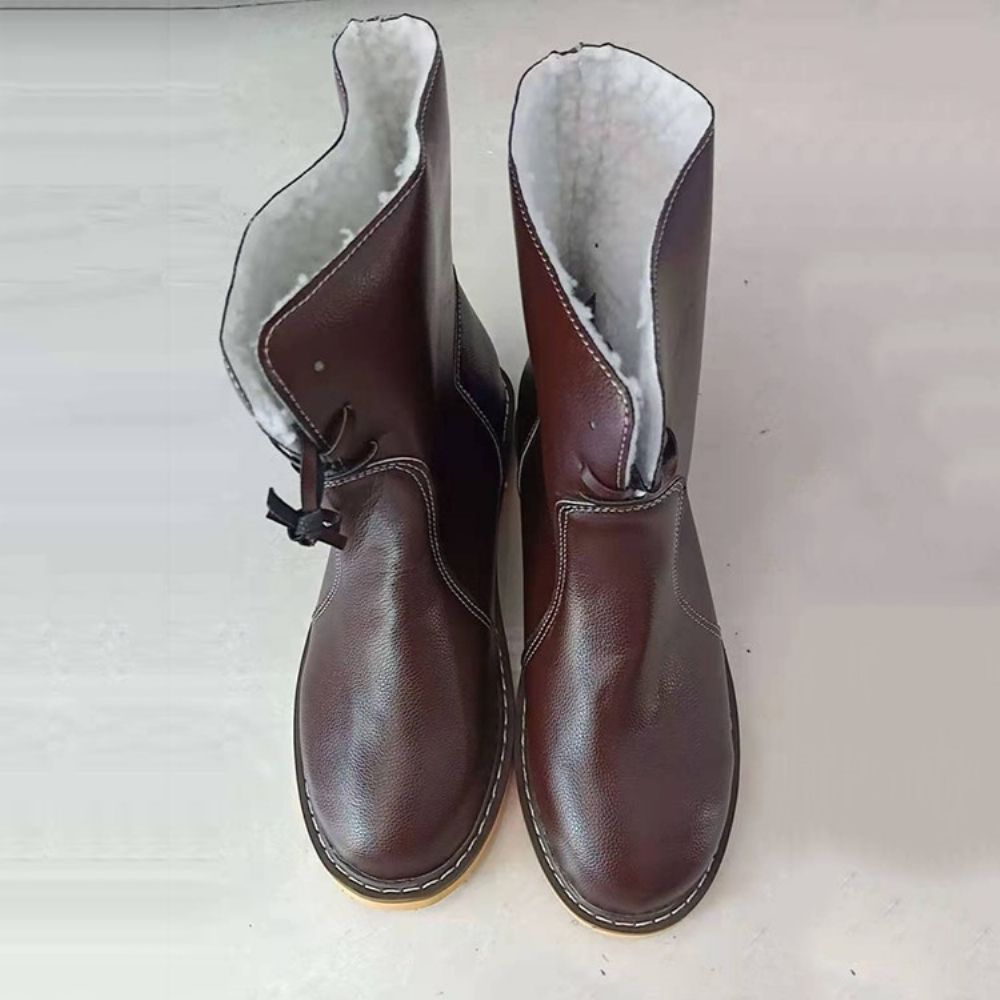 Botas Casuais Simples Com Cadarço Na Frente Com Salto Bloco