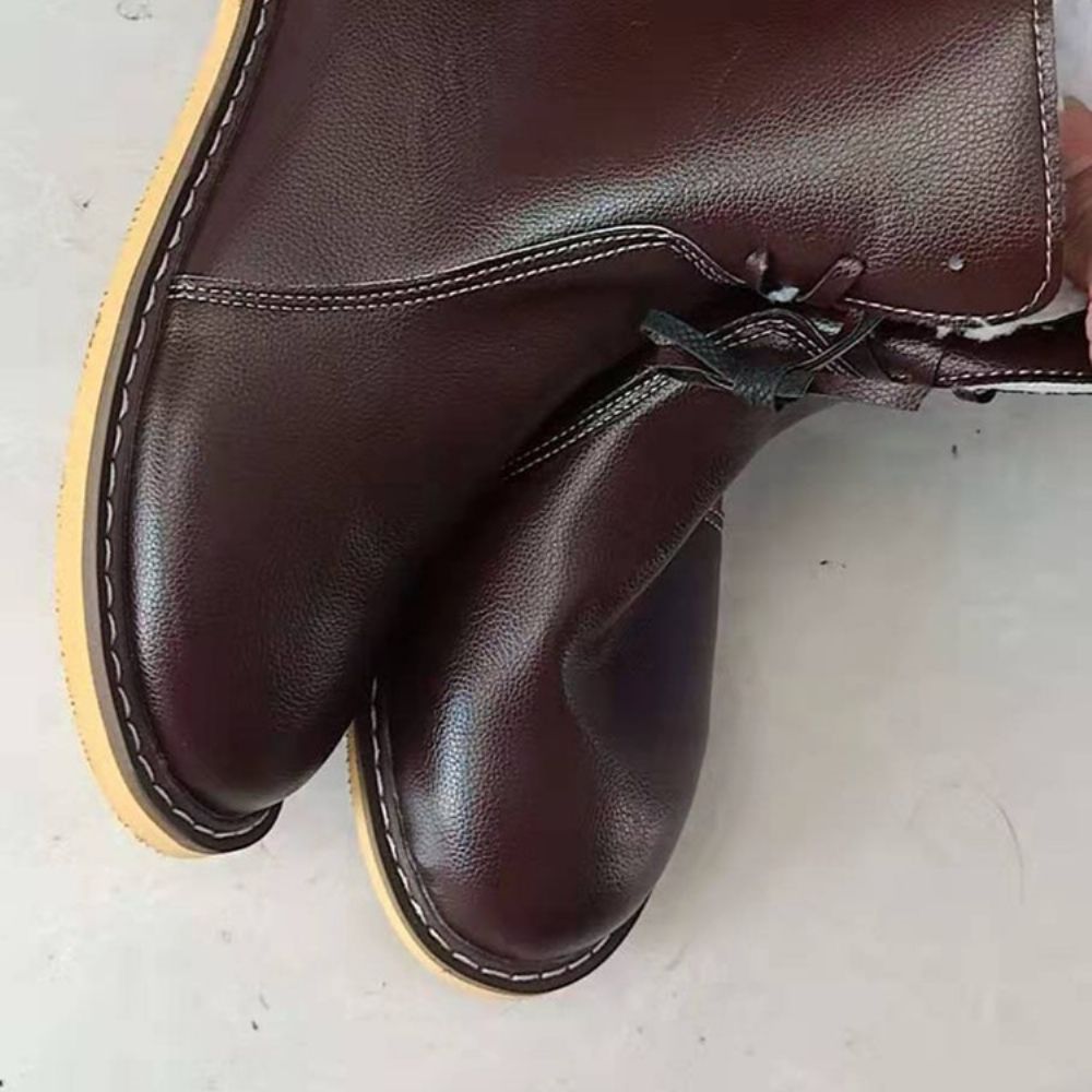 Botas Casuais Simples Com Cadarço Na Frente Com Salto Bloco