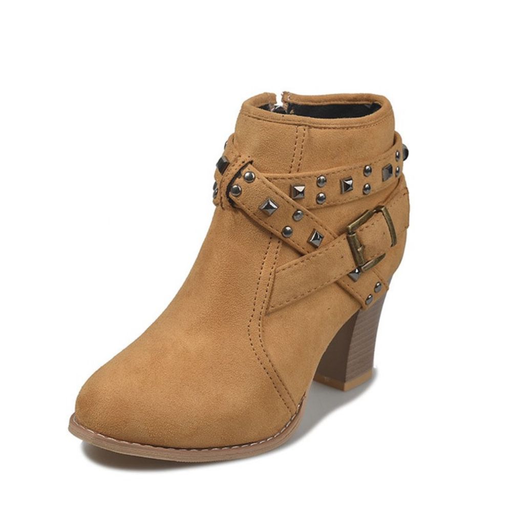 Botas Femininas Bico Redondo Simples Com Zíper Lateral