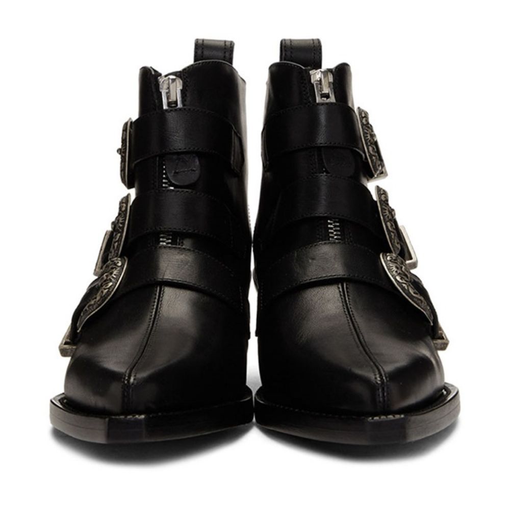 Botas Femininas Casuais Simples Com Zíper Frontal Bico Pontudo