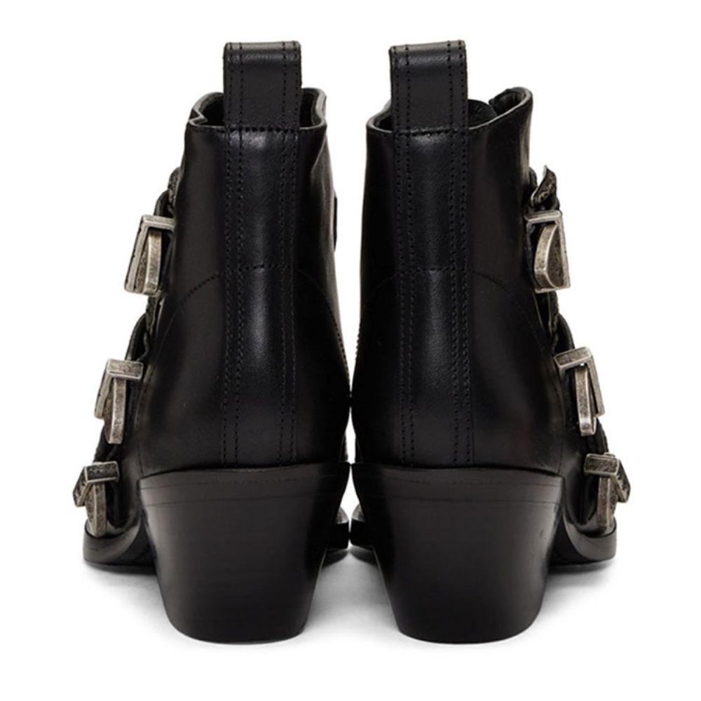 Botas Femininas Casuais Simples Com Zíper Frontal Bico Pontudo