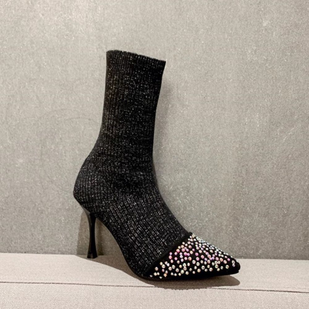 Botas Femininas Com Salto Agulha De Strass