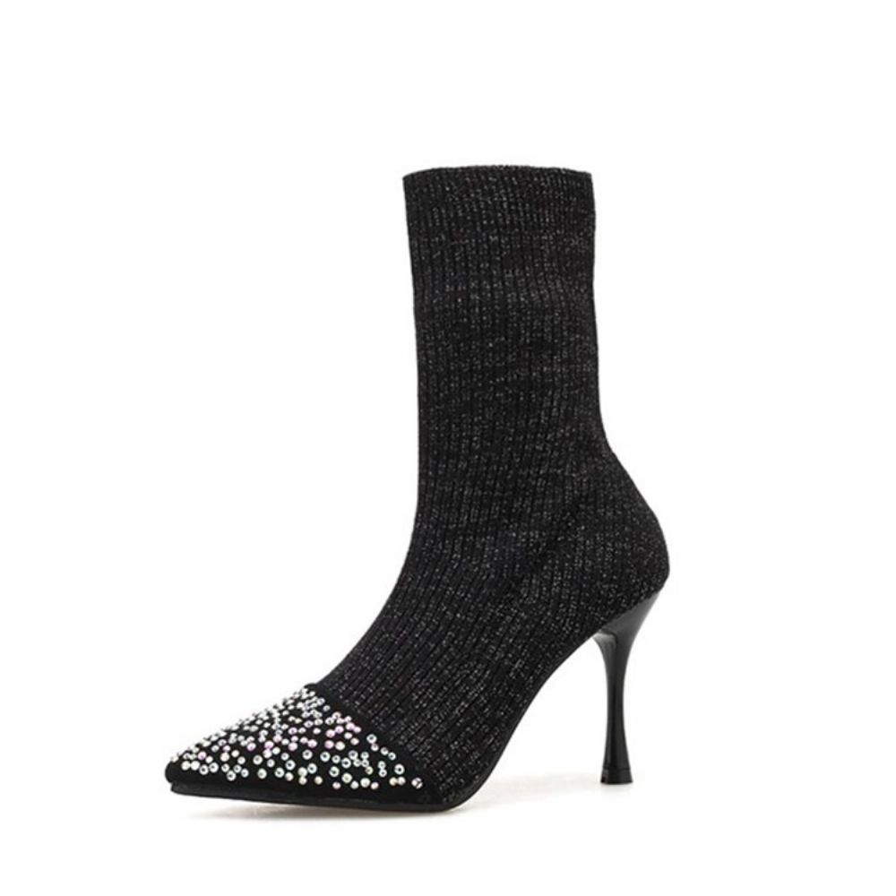 Botas Femininas Com Salto Agulha De Strass