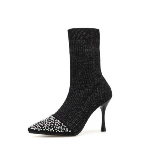 Botas Femininas Com Salto Agulha De Strass