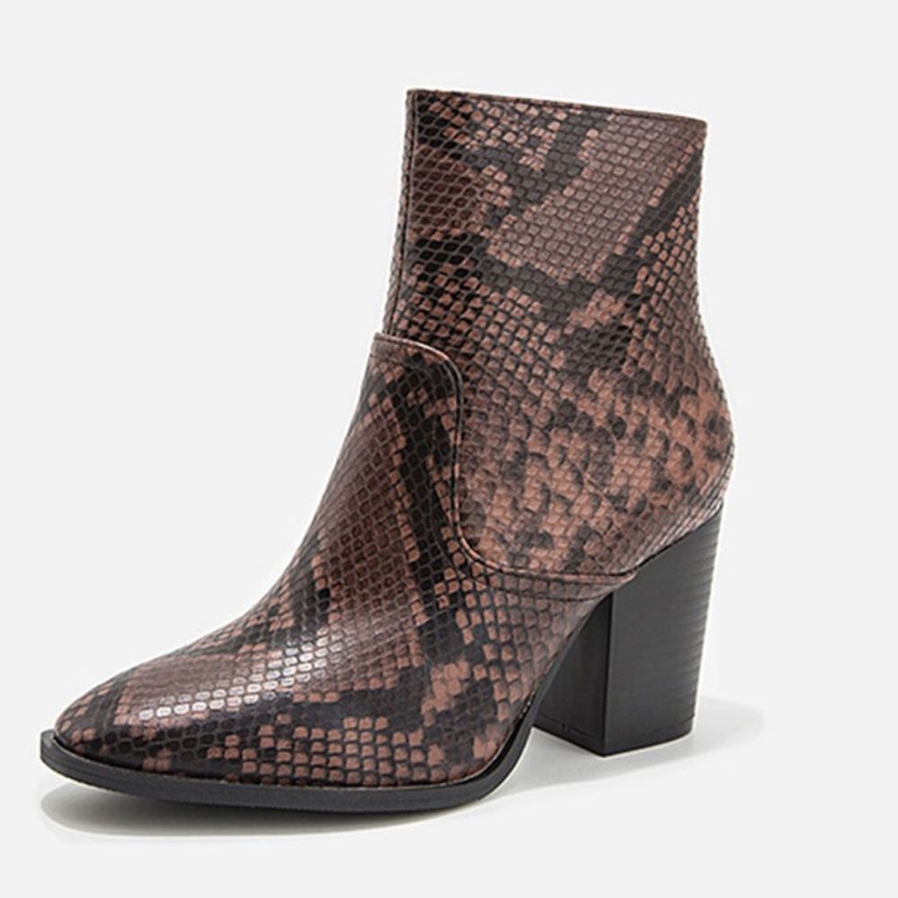 Botas Femininas Serpentine Com Salto Pontudo Bico Fino Zíper Lateral