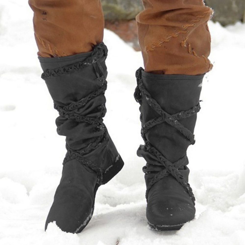 Botas De Neve Lisas De Bico Redondo Ocidental