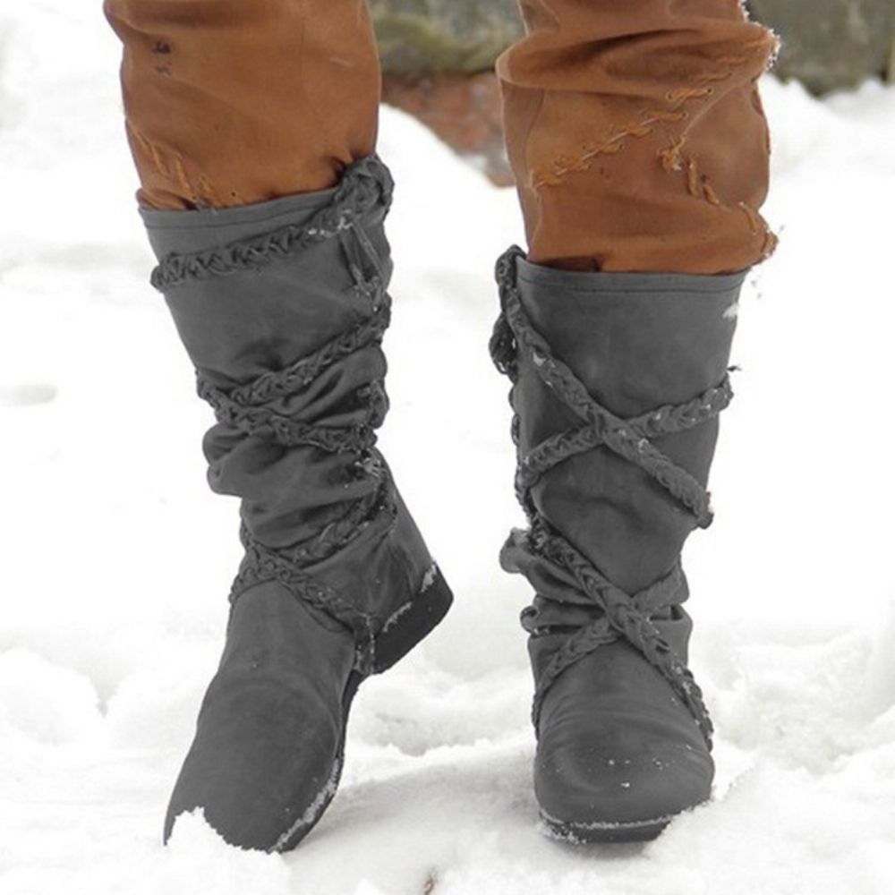 Botas De Neve Lisas De Bico Redondo Ocidental