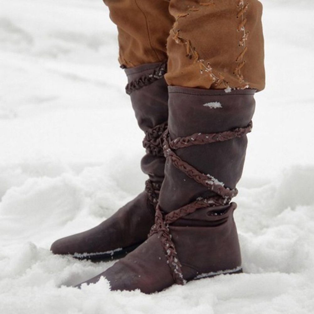 Botas De Neve Lisas De Bico Redondo Ocidental