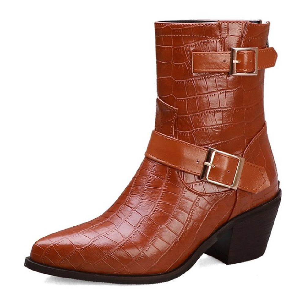 Botas Pontiagudas Femininas Com Zíper Nas Costas Simples