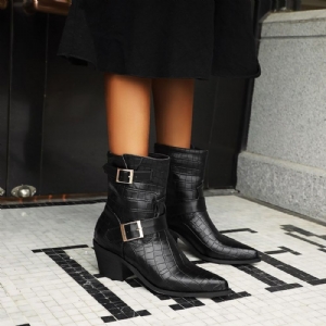 Botas Pontiagudas Femininas Com Zíper Nas Costas Simples