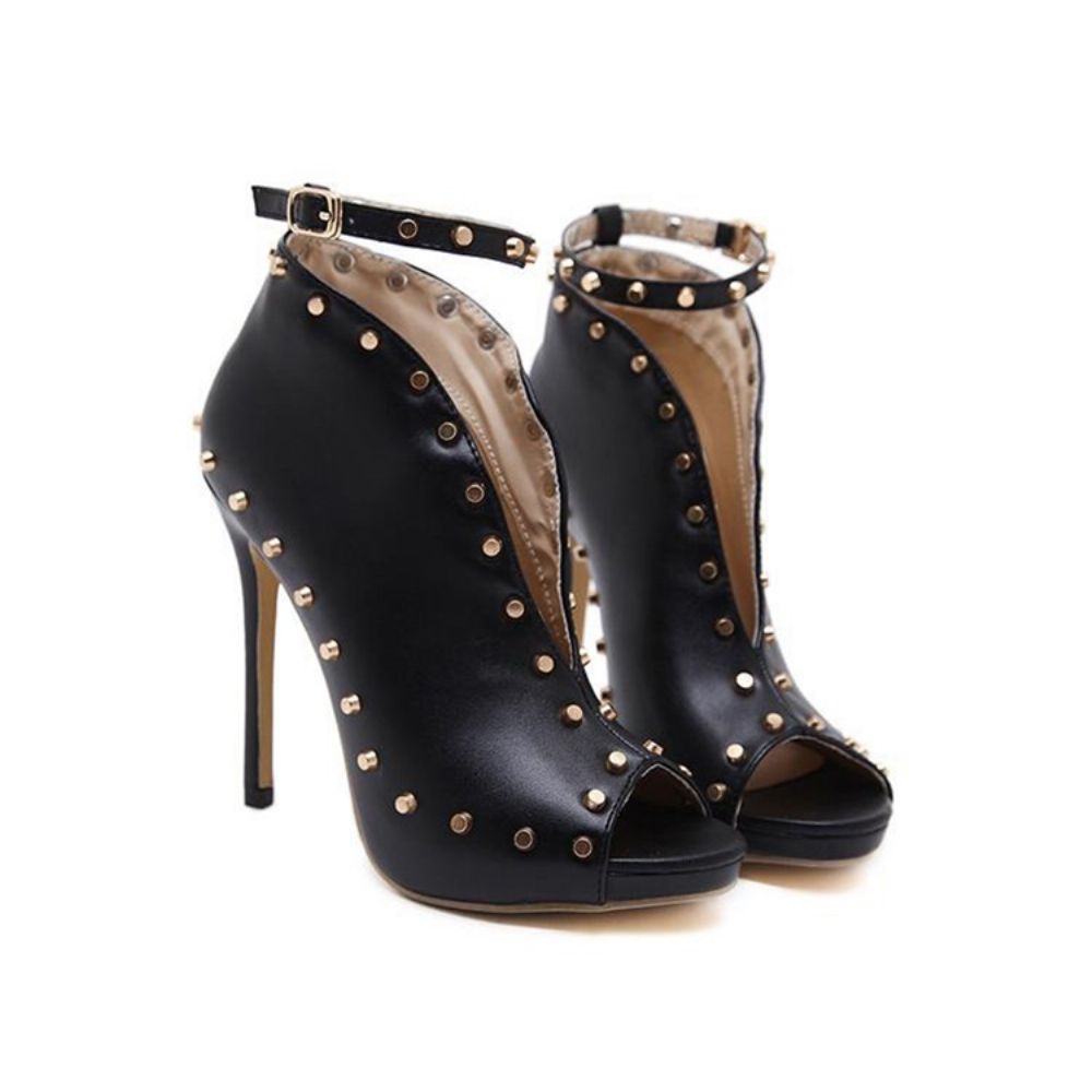 Botas Western Com Salto Agulha Simples Peep Toe