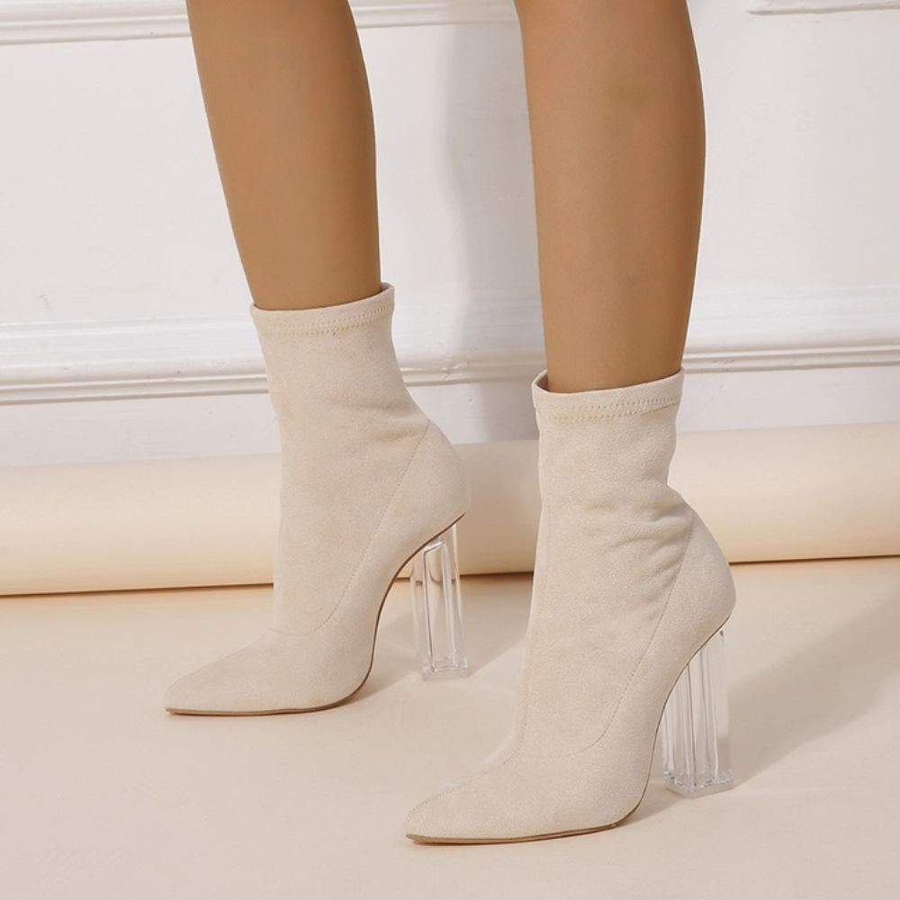 Botas Western Lisas Com Salto Grosso E Bico Fino