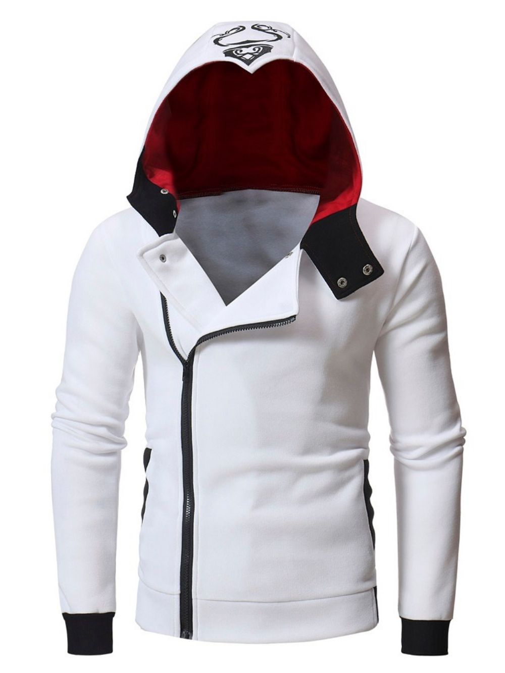 Moletom Masculino Cardigan Com Zíper Color Block Com Capuz Moda Masculina