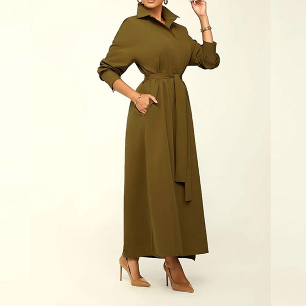 Trench Coat Regular Com Cinto De Lapela Longo Manga Longa