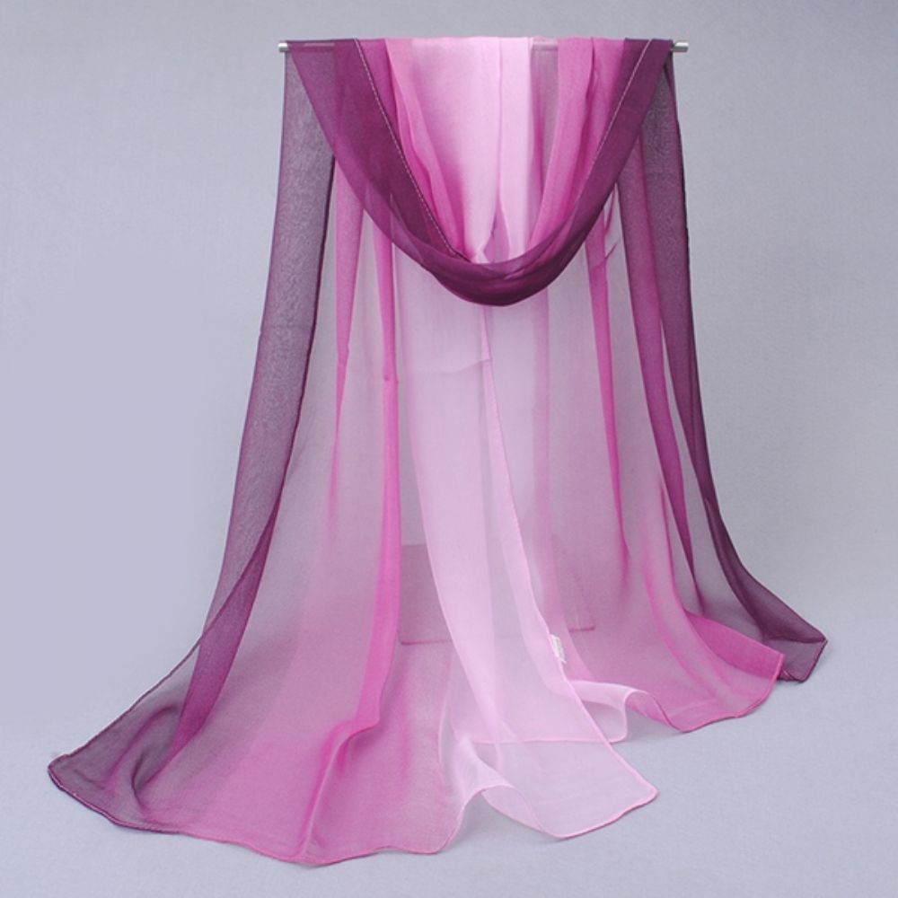 Cachecol Feminino De Chiffon De Cor Gradiente