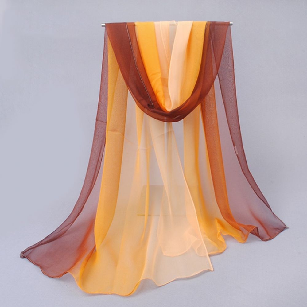 Cachecol Feminino De Chiffon De Cor Gradiente