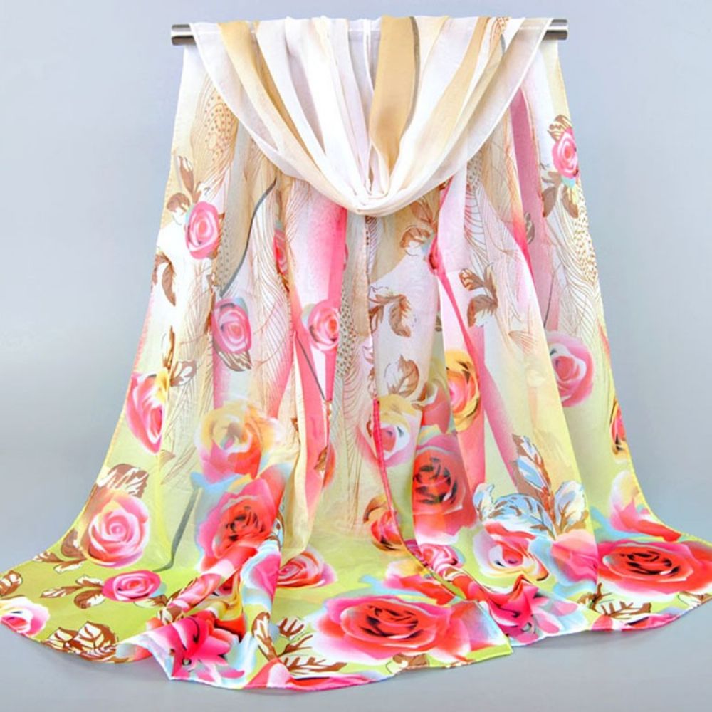 Cachecol Feminino Com Estampa De Chiffon All Match