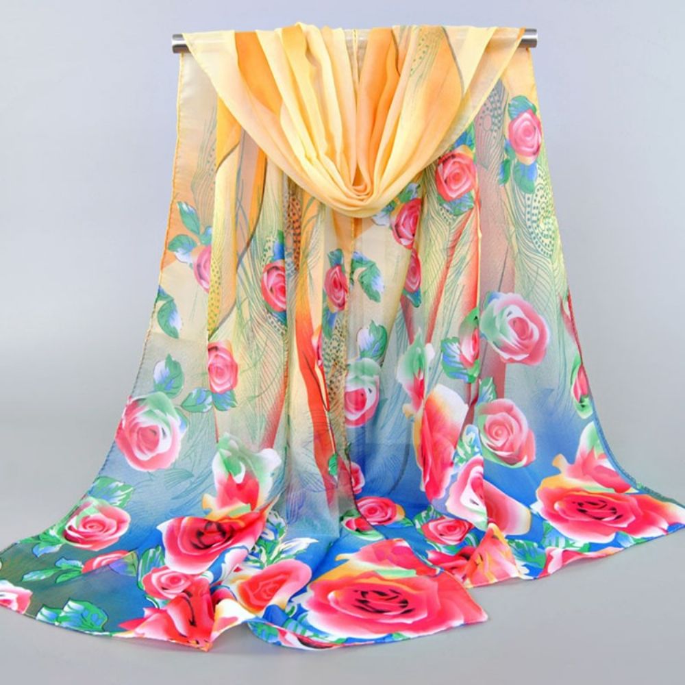 Cachecol Feminino Com Estampa De Chiffon All Match