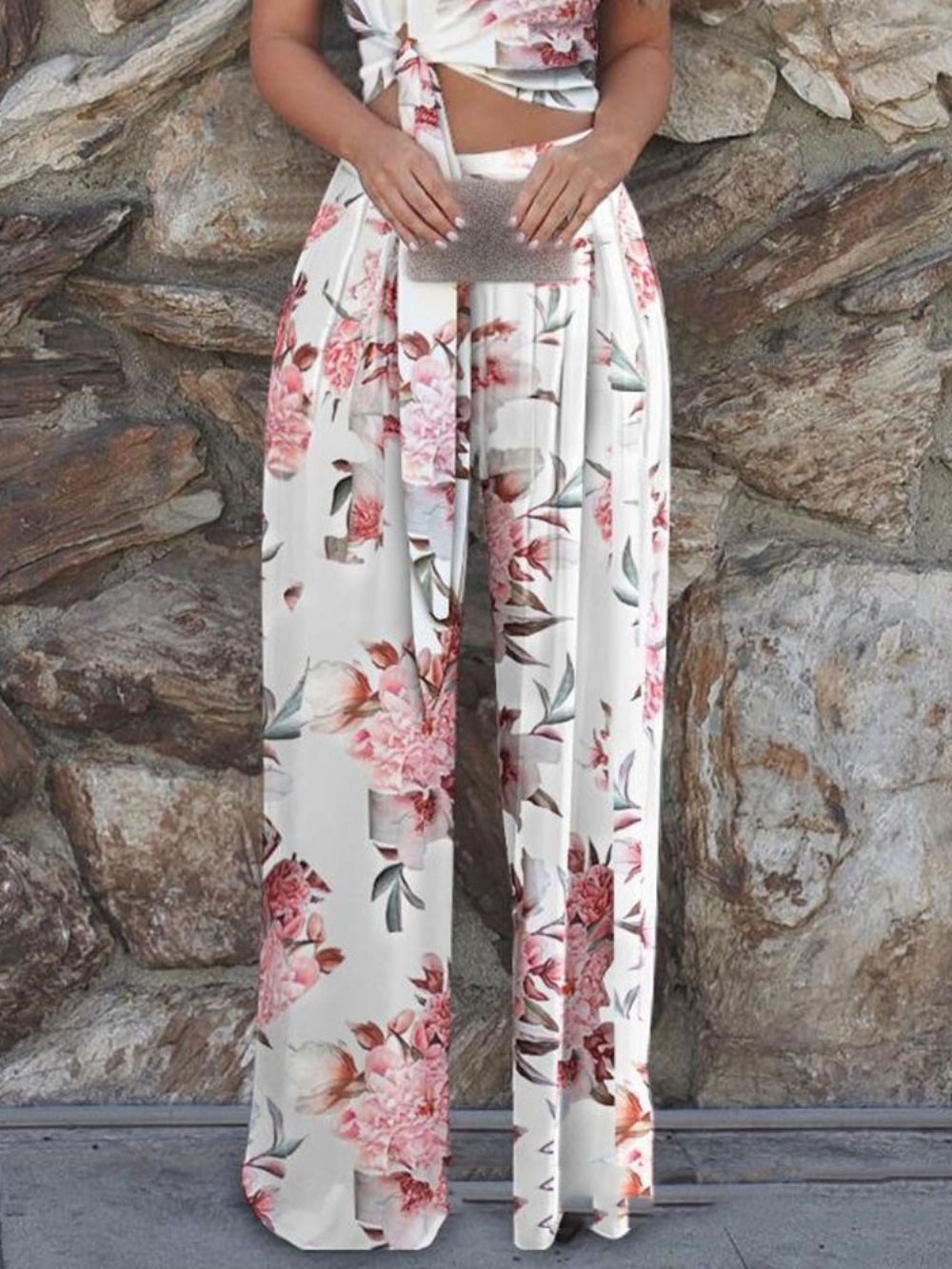 Conjunto De Calças Com Estampa Floral De Duas Peças Conjunto De Calças Femininas