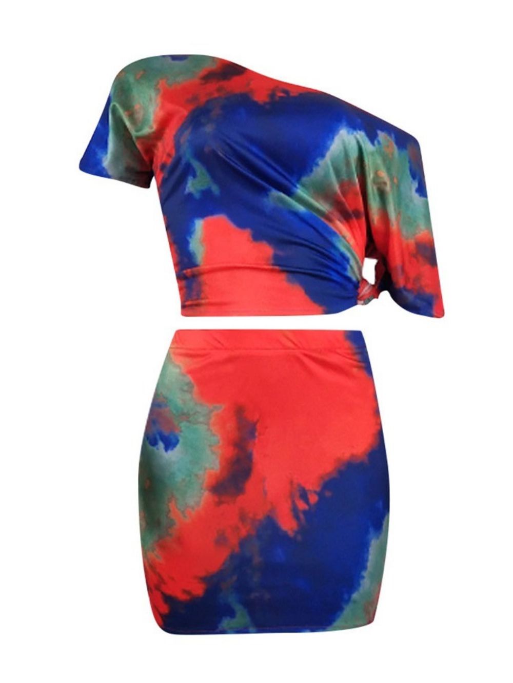 Conjuntos De Saia E Camiseta Feminina Sexy Tie-Dye Bodycon Terno De Duas Peças