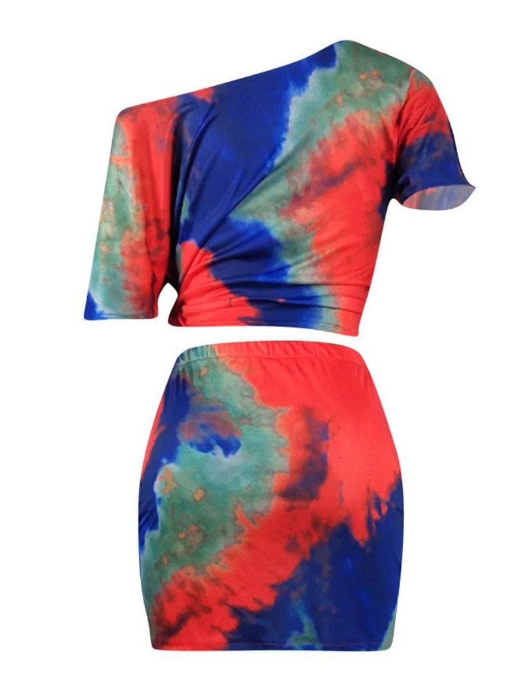 Conjuntos De Saia E Camiseta Feminina Sexy Tie-Dye Bodycon Terno De Duas Peças