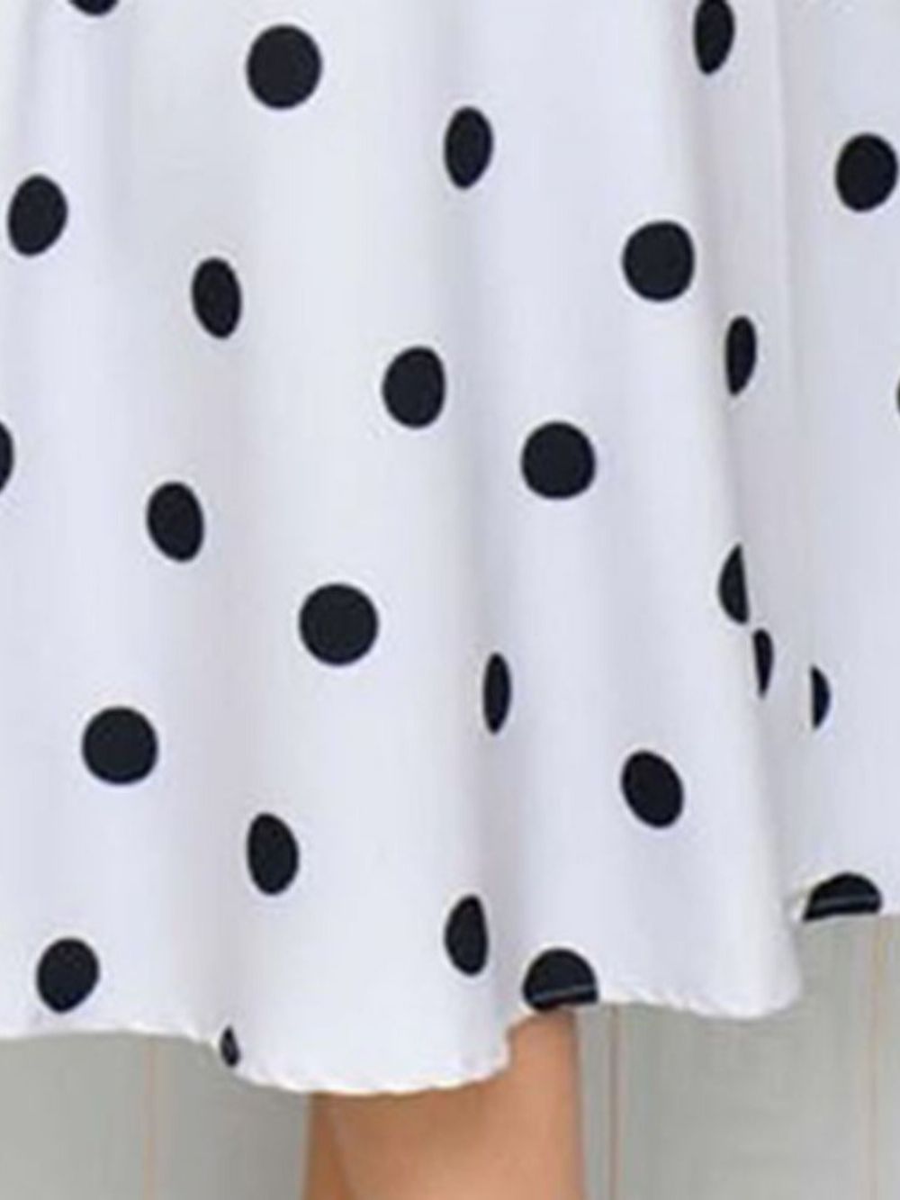 Polka Dots A-Line Mid-Calf Meia Manga Regular Ol Dres (Sem Cintura)