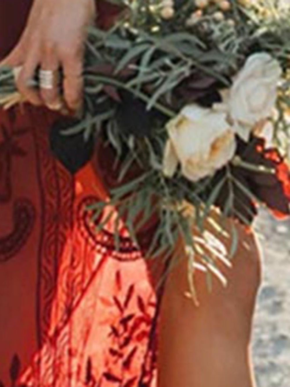 Vestido Decote Em V Transparente Manga Curta De Renda E Comprimento No Tornozelo