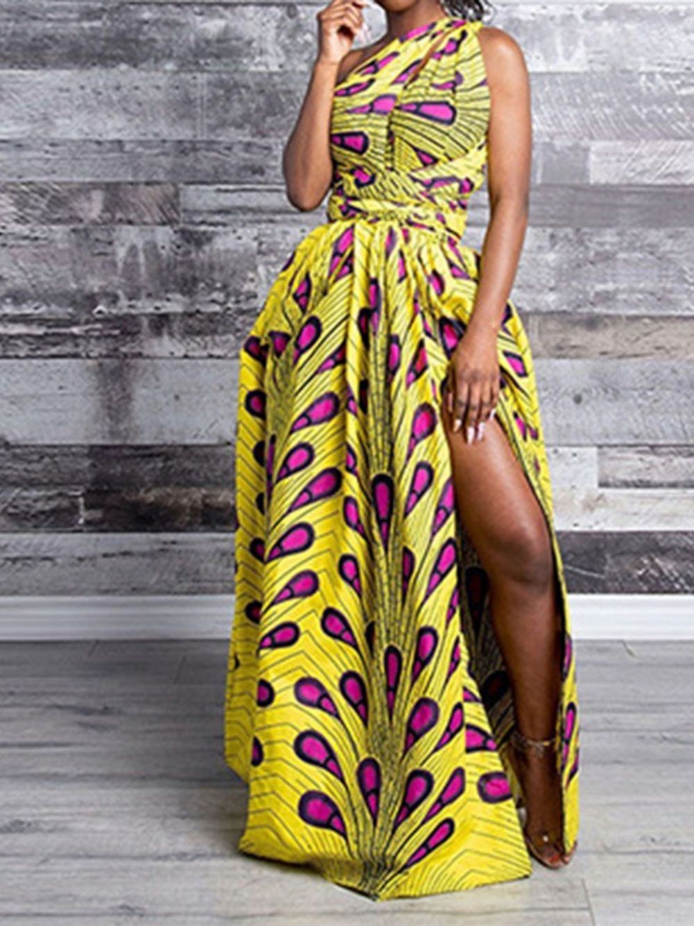 Vestido Estilo Africano Sem Encosto Longo Com Decote Em V E Linha A