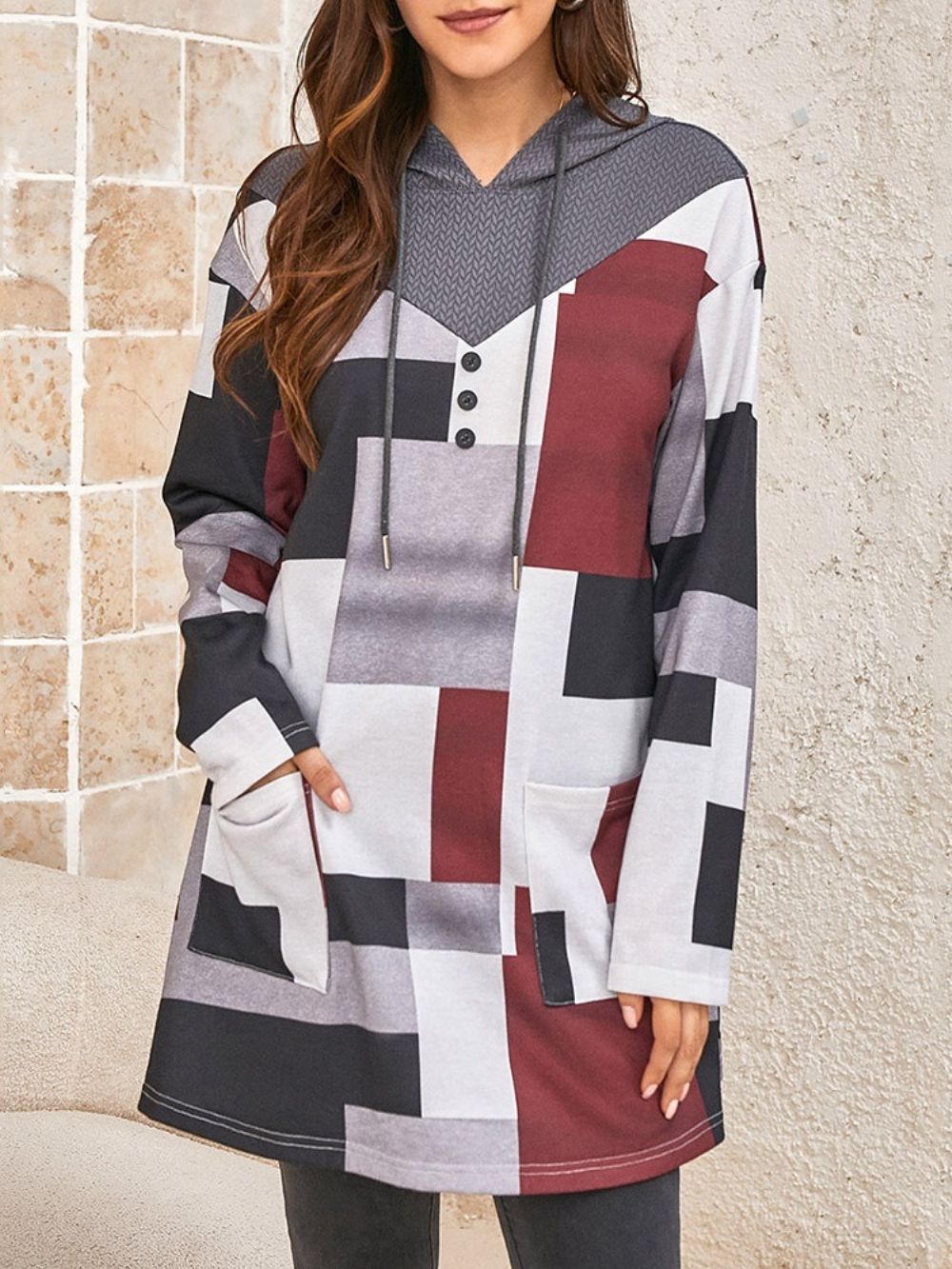 Vestido De Inverno Manga Longa Acima Do Joelho Com Capuz Moda Cintura Alta