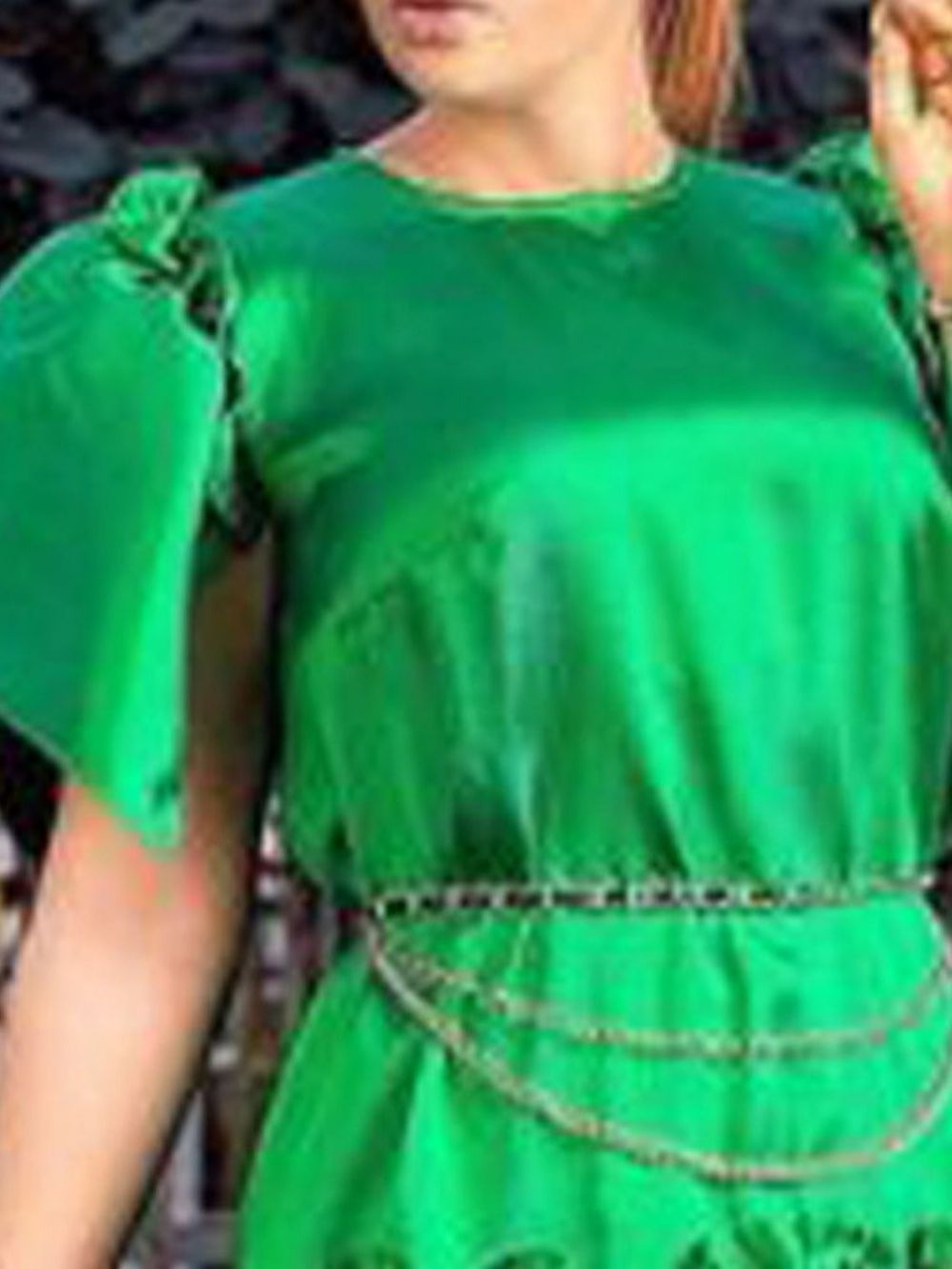 Vestido Liso Manga Curta Gola Redonda Gola Redonda E Linha A