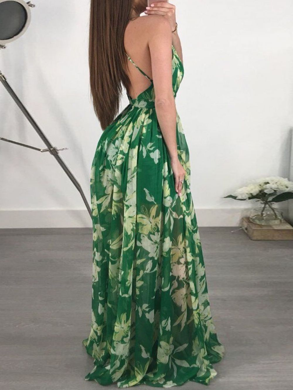 Vestidos De Praia Com Decote Em V Sem Costas E Comprimento Até O Chão Moda Floral Maxi Vestidos De Praia Para Mulheres