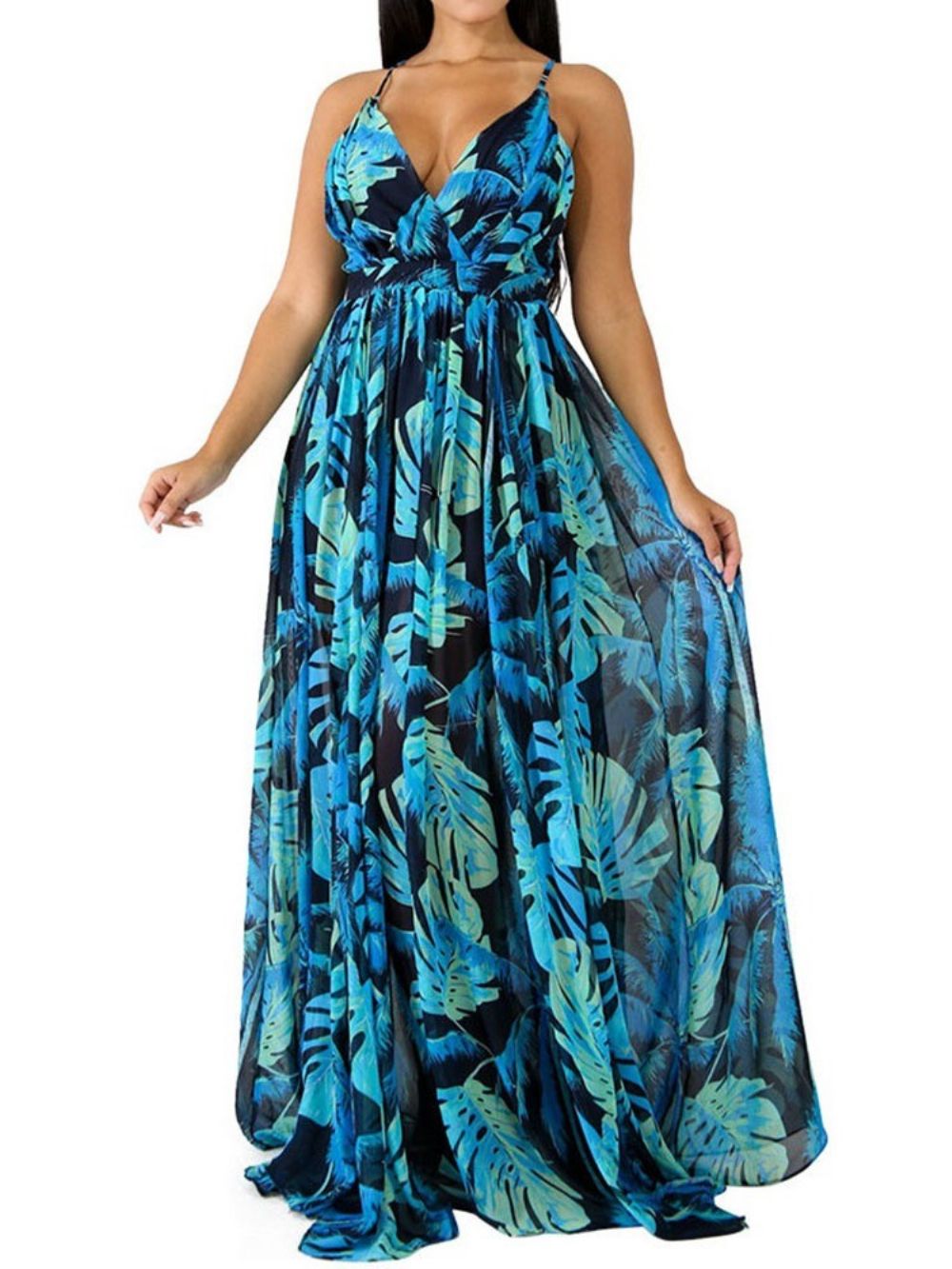 Vestidos De Praia Com Decote Em V Sem Costas E Comprimento Até O Chão Moda Floral Maxi Vestidos De Praia Para Mulheres