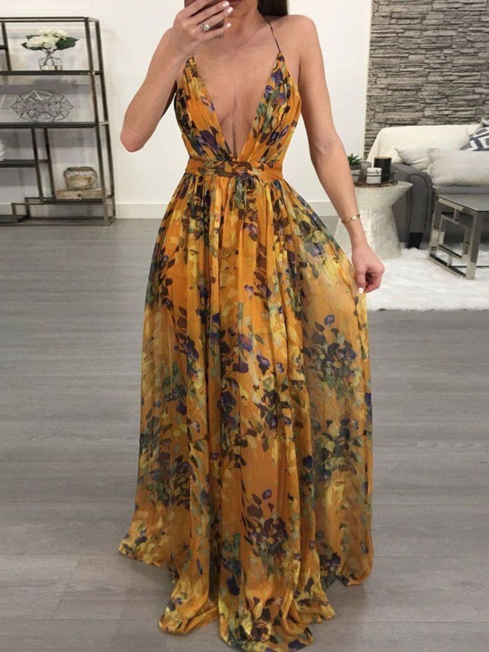 Vestidos De Praia Com Decote Em V Sem Costas E Comprimento Até O Chão Moda Floral Maxi Vestidos De Praia Para Mulheres