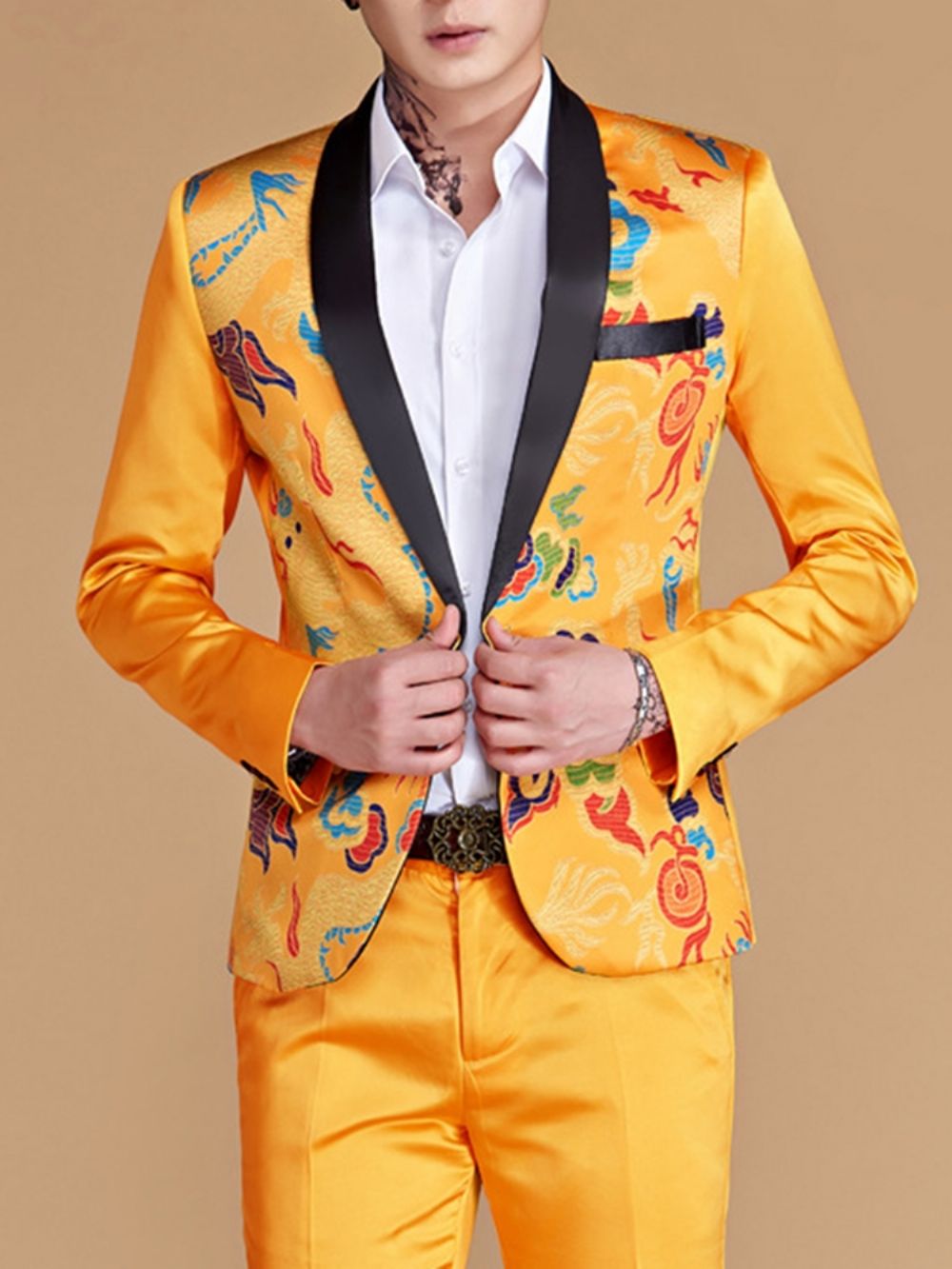 Blazer De Terno Casual Masculino Estampado