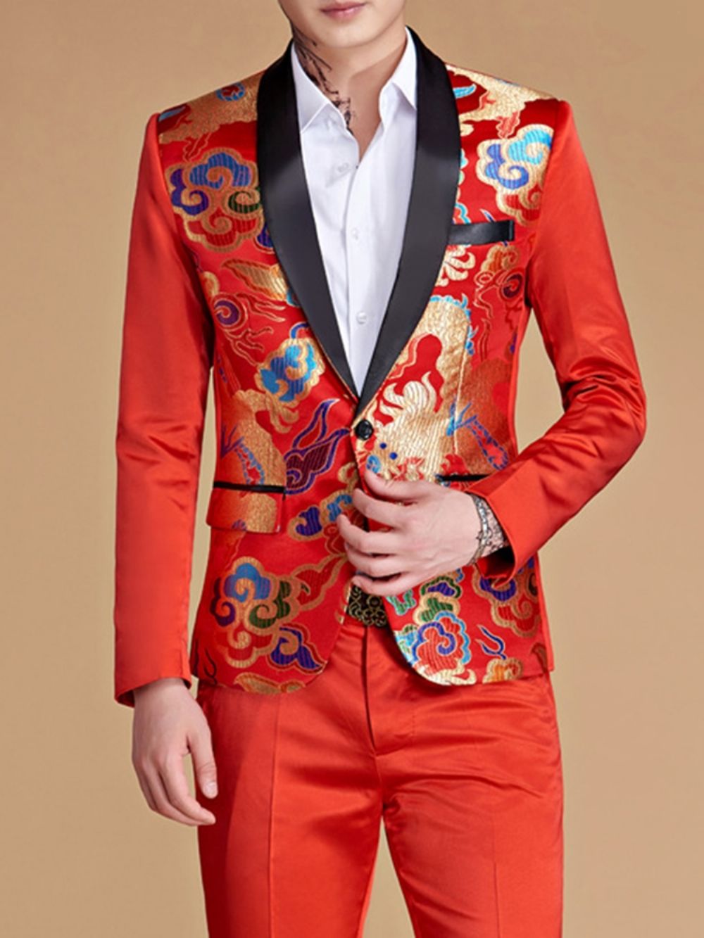 Blazer De Terno Casual Masculino Estampado