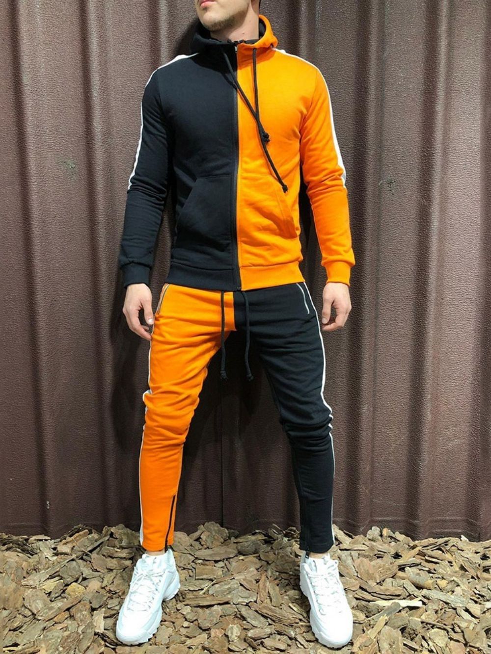 Roupa Esportiva Masculina Color Block Zíper