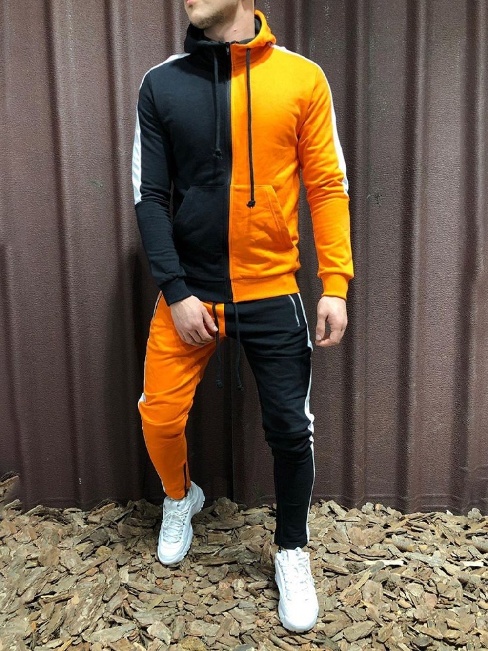 Roupa Esportiva Masculina Color Block Zíper